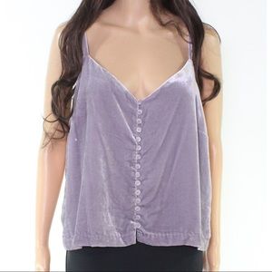 Madewell Purple Button-Down Velvet Cami